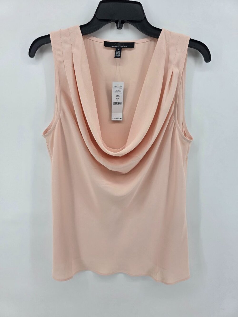 White House Black Market Cowl Neck Shell Tank Top Melon Ice Pink M NWT